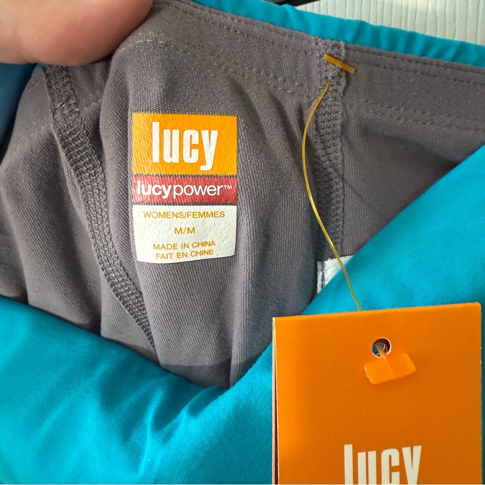 Lucy Heart Center Flare Yoga Pants Layered Blue Grey Womens Size Medium - Picture 6 of 8